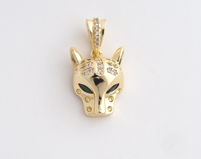 18K Gold Filled Leopard Pendant,Animal Charms,Leopard Necklace for DIY Jewelry Making Supplies,28.8x15.3x8mm