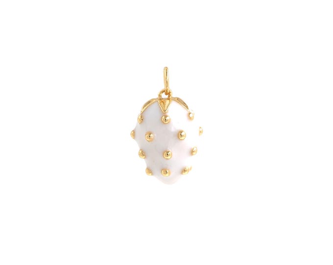 Enamel Strawberry Pendant,18K Gold Filled Fruit Necklace, Strawberry Pendant, DIY jewelry Making Accessories,19.8x11.2x11.2mm