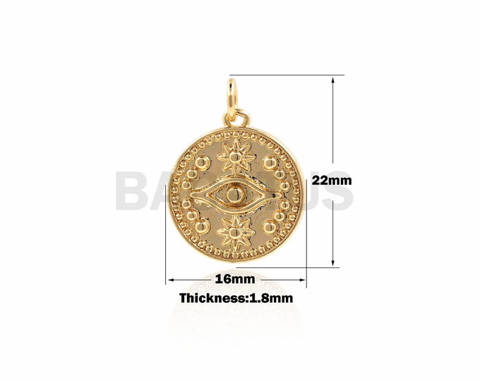 1PCS,Eye Necklace, One-Eyed Charm, Round-Eye Pendant, Used in Jewelry Making 22×16×1.8mm