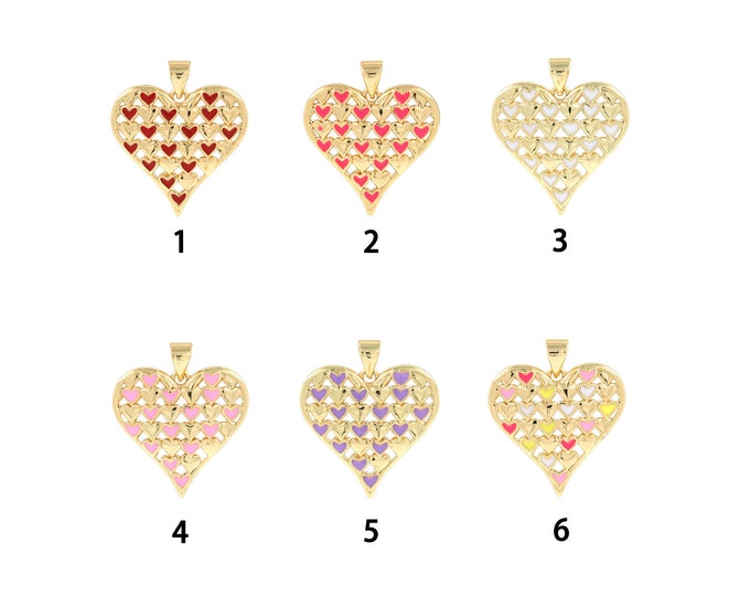 18K Gold Filled Heart Pendant,Gold Dainty Heart Charms,CZ Simple Charm Bracelet Necklace for DIY Jewelry Making Supply