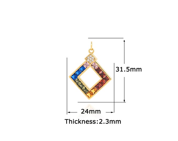 18K Gold Filled Square pendant,Gold Dainty Square Charms,Simple pendant Bracelet Necklace for DIY Jewelry Making Supply