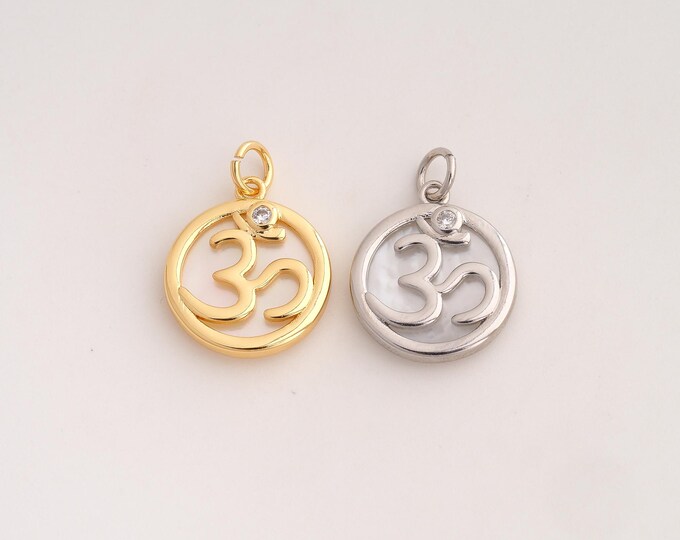 18K Gold Filled Ohm Charm,Dainty Fritillaria Yoga Pendant,CZ Symbol Pendant ,DIY Jewelry Supplies,21.5x15.2x2.7mm