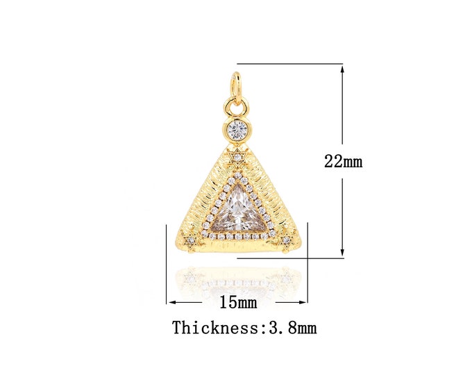18K Gold Filled Triangle pendant,Gold Dainty Triangle Charms,Triangle Charm Bracelet Necklace for DIY Jewelry Making Supply