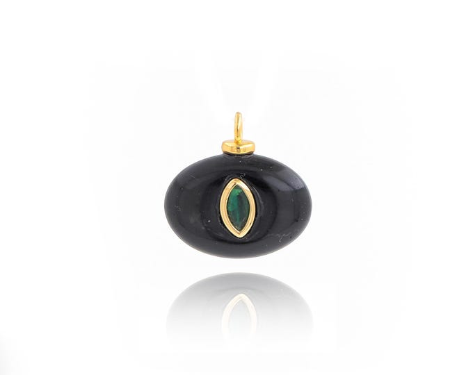 Natural Stone Pendant,18K Gold Filled Natural Stone Necklace,Oval Eye Pendant,DIY jewelry Making Accessories,18x18x6mm