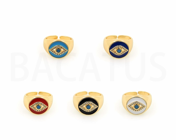 18K Gold Filled Devil Eye Ring,Gold Dainty Enamel Eye Ring,Simple Ring,Gift for Her