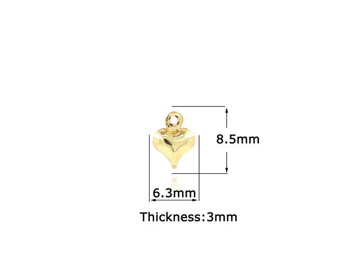 18K Gold Filled Heart pendant,Gold Dainty Heart Charms,Simple pendant Bracelet Necklace for DIY Jewelry Making Supply