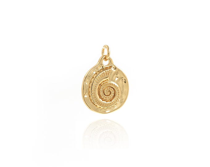 18K Gold Filled Shell Pendant,Round Shell Charms,Conch Pendant Bracelet Necklace for DIY Jewelry Making Supply,21.5x15.4x2.4mm