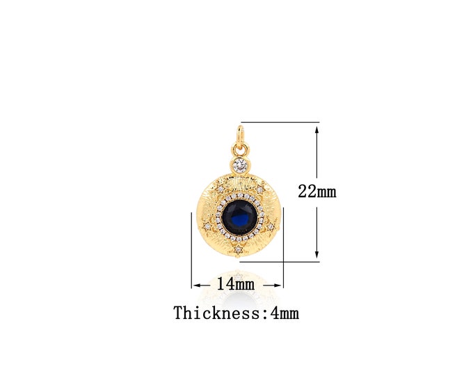 18K Gold Filled Star pendant,Gold Dainty Star Charms,Round Charm Bracelet Necklace for DIY Jewelry Making Supply
