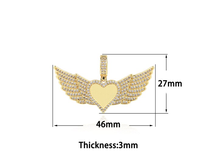18K Gold Filled Heart Pendant,Gold Dainty Wings Pendant Charms,Simple pendant Bracelet Necklace for DIY Jewelry Making Supply