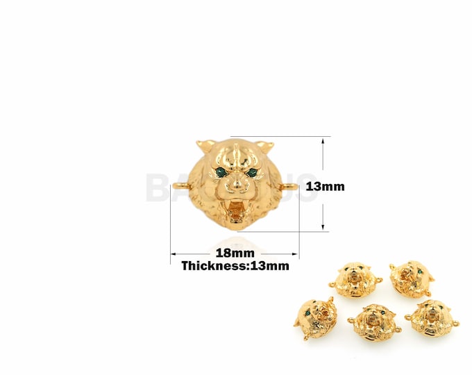 1PCS Panda Head Connector Pendant, CZ Animal Connector, Brass Spacer Beads, DIY Handmade Supplies Animal Charm 13x18x13mm
