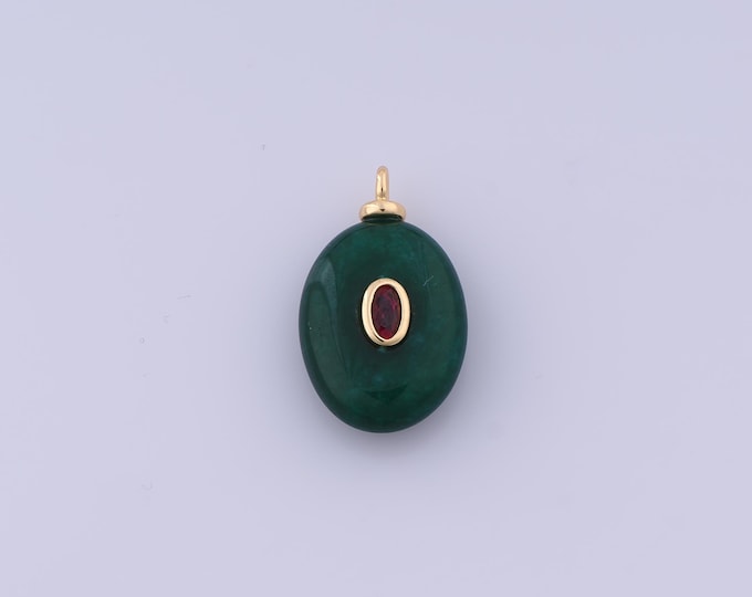 Energy Stone Pendant,18K Gold Filled Natural Stone Necklace,Green Jade Pendant, DIY jewelry Making Accessories,24.8x15x6.7mm