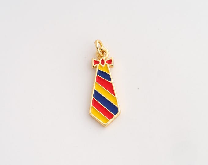 18K Gold Filled Tie Charm,Dainty Enamel Tie Pendant,Tie Pendant ,DIY Jewelry Supplies,26.5x8.7x2mm