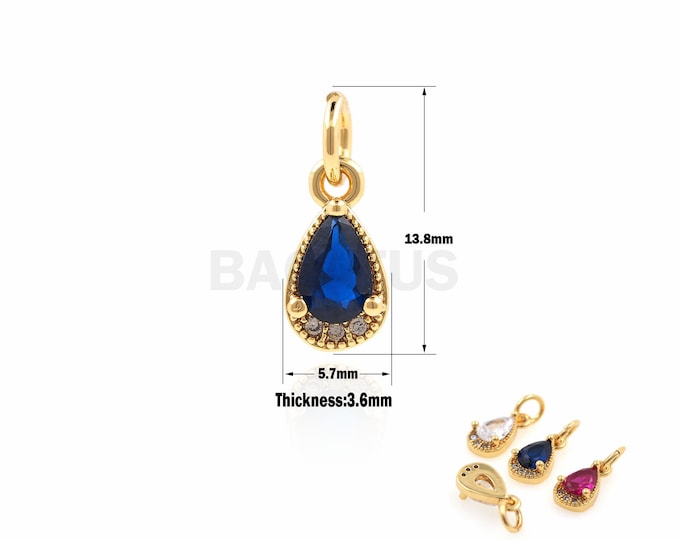 1PCS Teardrop Necklace, Teardrop Charm, CZ Teardrop Pendant, Teardrop Charm, Suitable For Jewelry Making Supplies 13.8x5.7x3.6mm