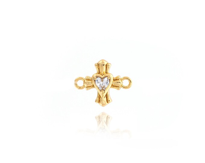 Cross Connector Heart Cross Charms Connector 18K Gold Filled Cross Charms DIY Jewelry Making Supplies,12x14.7x3.7mm