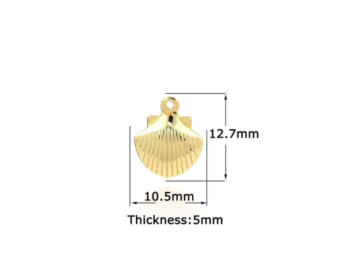 18K Gold Filled Shell pendant,Gold Dainty Shell Charms,Simple pendant Bracelet Necklace for DIY Jewelry Making Supply