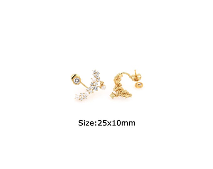 1 pair 18K Gold Filled Pearl Stud Earrings,Gold Dainty Pearl Stud Earrings,Simple Stud Earrings,Gift for Her