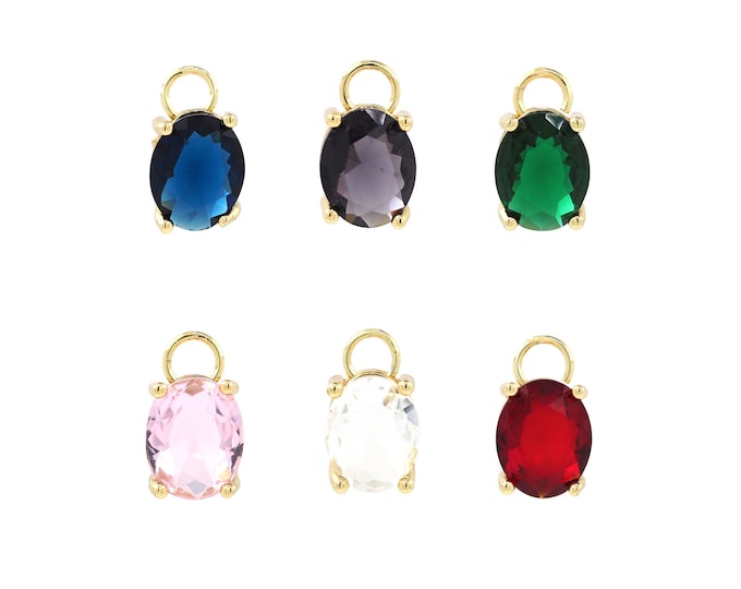 18K Gold Filled CZ Oval Pendant,Gold Dainty Oval Charms,Oval Charm Bracelet Necklace for DIY Jewelry Making Supply