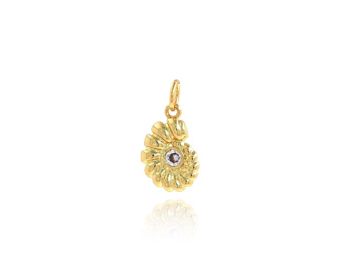 Snail Shell Pendant,18K Gold Filled Shell Necklace, Micropavé CZ Snail Shell Pendant, DIY jewelry Making Accessories,17.5x9.4x3mm