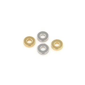 18K ゴールドフィルド ラウンドビーズ、フラットビーズ、ラージホールビーズ、DIY ブレスレット ネックレス イヤリング ジュエリー作り