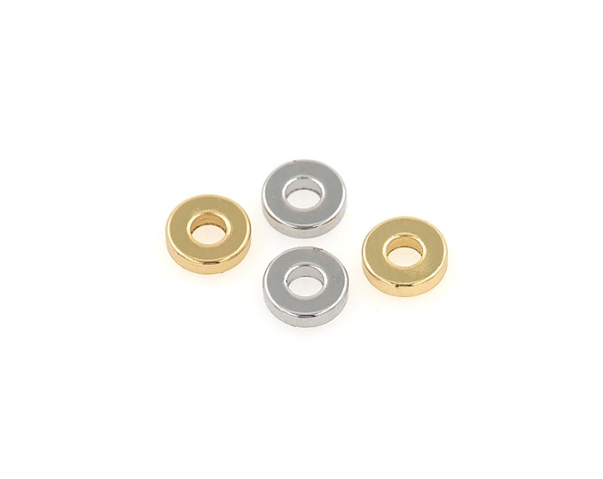 18K Gold Filled Round beads,Flat Beads,Large Hole Beads,DIY Bracelet Necklace Earrings Jewelry Making