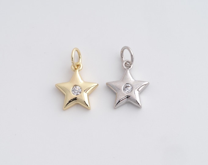 Pentagram Jewelry,18K Gold Filled Simple Star Pendant,Star Necklace, Star Charm,DIY Jewelry Making Supplies 15x10.3x2.2mm