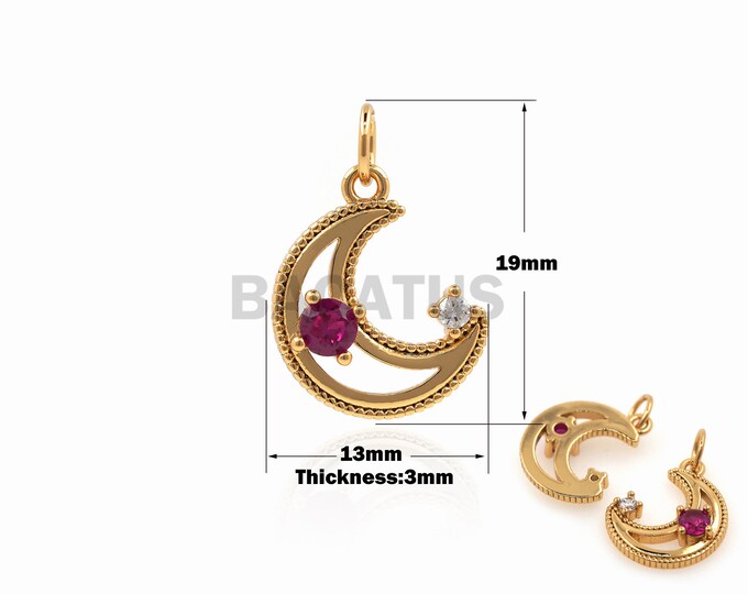 1PCS Micro-Pave Moon Hollow Pendant Crescent Necklace Crescent Charm Suitable For Bracelets, Necklaces, Jewelry Making Supplies 19x13x3mm
