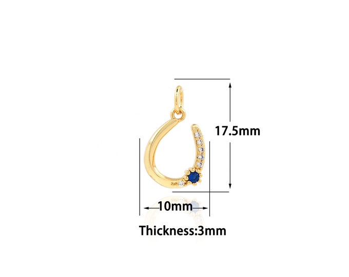 18K Gold Filled U Shaped pendant,Gold Dainty Curved Charms,Simple pendant Bracelet Necklace for DIY Jewelry Making Supply