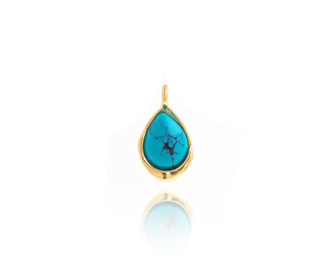 Stone Pendant,18K Gold Filled Teardrop Necklace,Teardrop Shaped Pendant,DIY jewelry Making Accessories,14x8x4.5mm