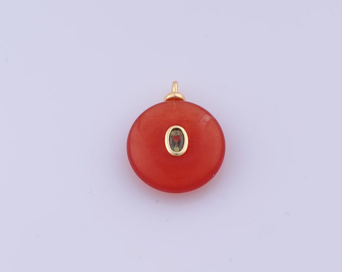 Energy Stone Pendant,18K Gold Filled Natural Stone Necklace,Red Agate Pendant, DIY jewelry Making Accessories,23x18x6mm