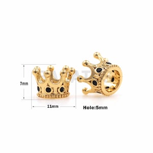 1PCS CZ Black Crown Beads, Golden Crown Beads, Crown Beads, Crown Accessories, Suitable For Beaded Accessories 11×7mm  Hole 5mm