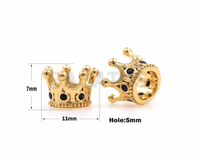 1PCS CZ Black Crown Beads, Golden Crown Beads, Crown Beads, Crown Accessories, Suitable For Beaded Accessories 11×7mm  Hole 5mm