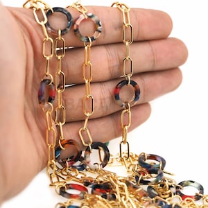 1 Meter, 18K Gold filled Acryl Kette, quadratische Kette, Layered Halskette, quadratische Kette, Papierclip Kette, Box Halskette, Gold Layered Halskette