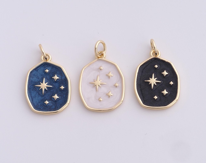 18K Gold Filled Enamel Polaris Pendant Starry Sky Polaris Necklace Star Charm,DIY Jewelry Supplies 21x12.6x1.7mm