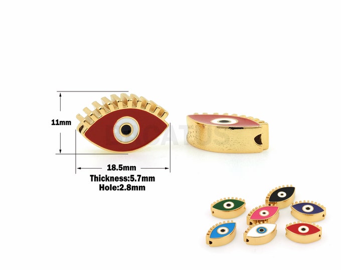 1Pcs Shiny Gold-Plated Eye Ornaments Eye Charms Hand Link Heads Eye Beads Spacer Beads Enamel Spacer Beads 11x18.5x5.7mm Hole2.8mm