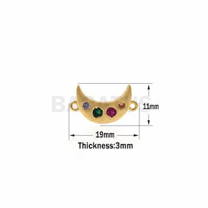 CZ Pave half moon Connector Charm,gold moon charm,crescent moon Bracelet Necklace Supplies 19x11x3mm 1pcs
