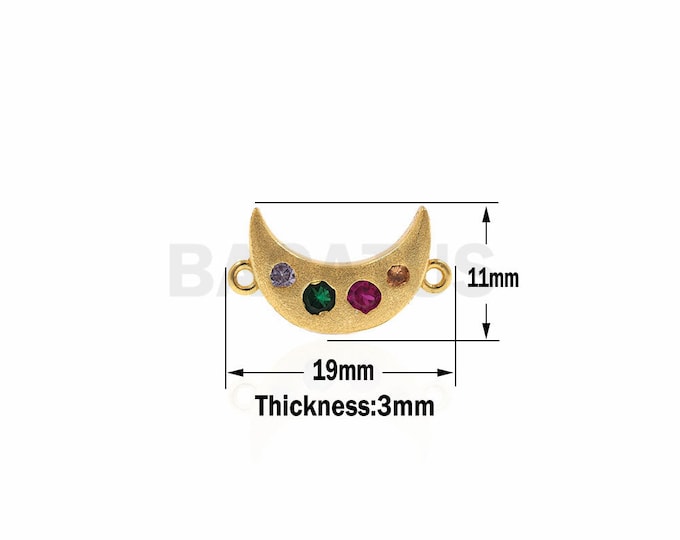 CZ Pave half moon Connector Charm,gold moon charm,crescent moon Bracelet Necklace Supplies 19x11x3mm 1pcs