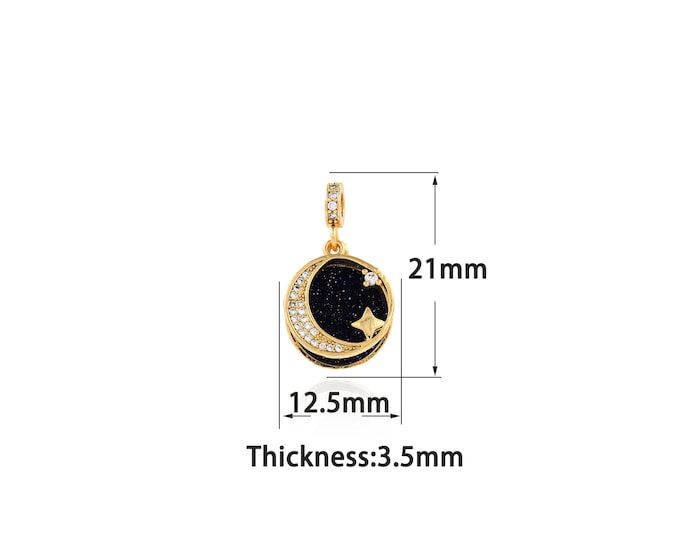 18K Gold Filled Moon Pendant,Gold Dainty Star Charms,Simple pendant Bracelet Necklace for DIY Jewelry Making Supply