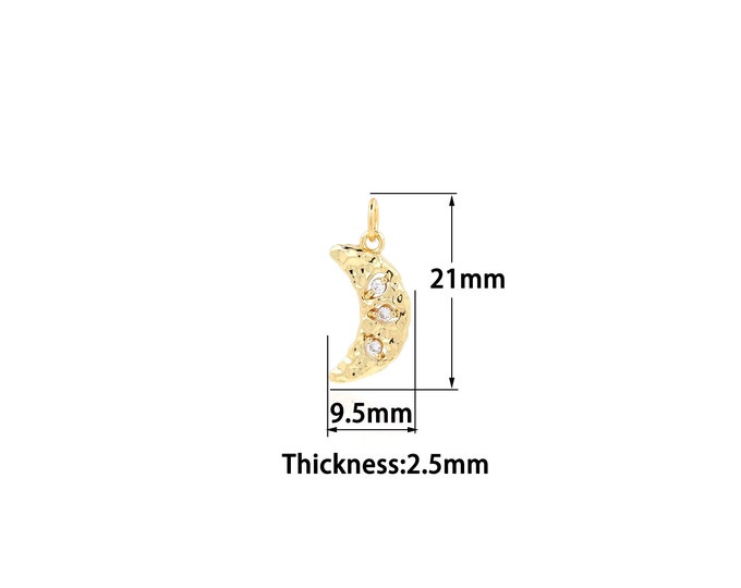 18K Gold Filled Moon Pendant,Gold Dainty Moon Pendant Charms,Simple pendant Bracelet Necklace for DIY Jewelry Making Supply