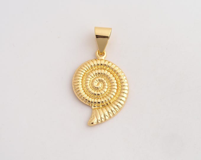 18K Gold Filled Snail Shell Charm,Dainty Shell Pendant,Snail Shell Pendant ,DIY Jewelry Supplies,36.6x19.5x2.2mm