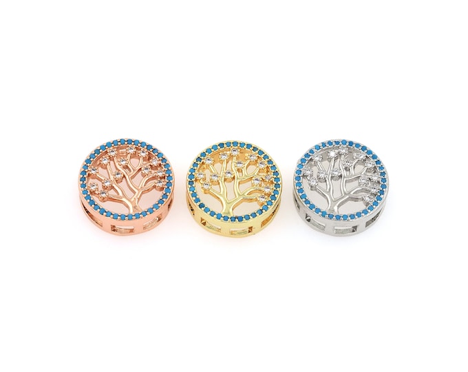 18K Gold Filled CZ Tree of Life Beads,Gold Tree Beads,Tree Beads DIY Gold Jewelry Making Supply