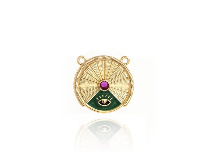 Enamel Eye Pendant, Eye Charm,Eye Charm, MicroPave CZ Round Eye Pendant, Suitable For Jewelry Making Supplies,18.5x19.5x2mm