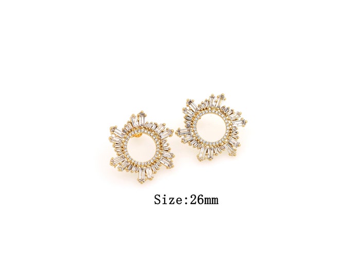 1 pair 18K Gold Filled Round Stud Earrings,Gold Dainty Round Stud Earrings,Simple Stud Earrings,Gift for Her