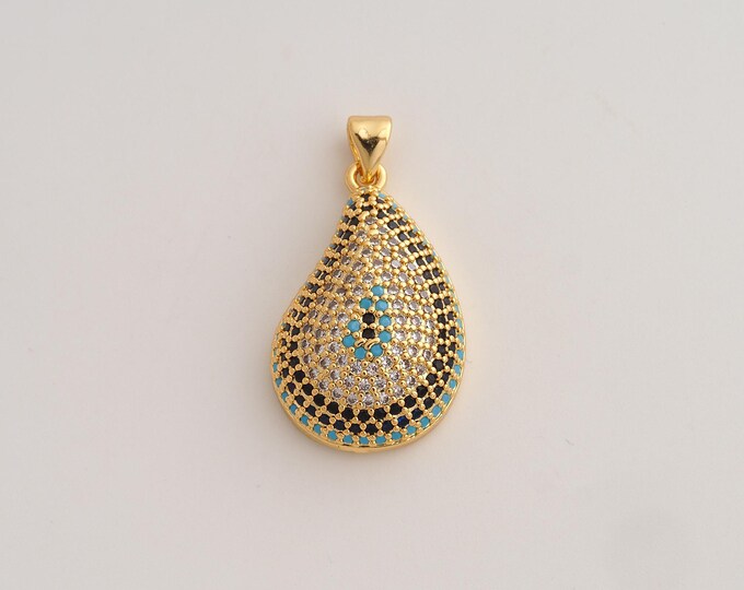 18K Gold Filled Water Drop Charm,Dainty Tear Drop Pendant,CZ Water Drop Pendant ,DIY Jewelry Supplies,31.8x17.7x7.6mm