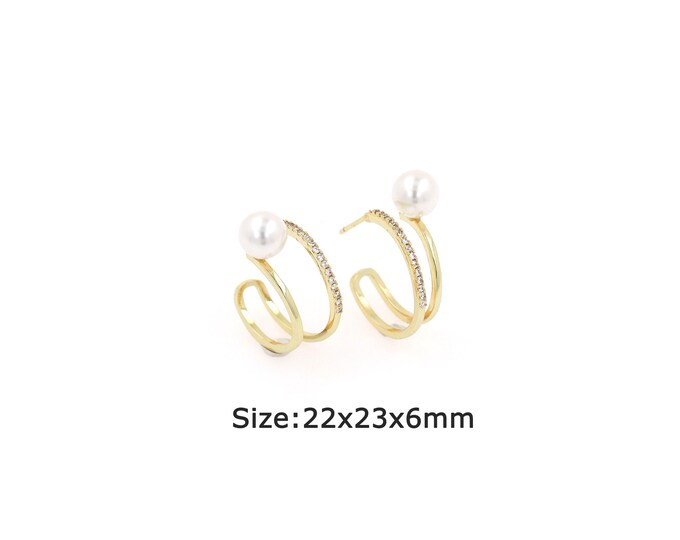 1pair 18K Gold Filling Line Earrings,Gold Dainty Pearl Line Earring,Simple Earrings,Gift for Her