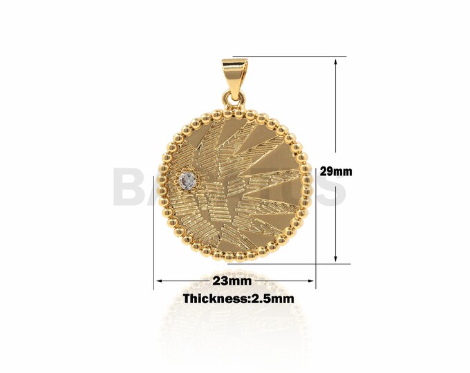 1PCS   CZ Coin-Shaped Pendant Ornaments, round coin ornaments, round medal pendants, used for DIY orb making 29×23×2.5mm