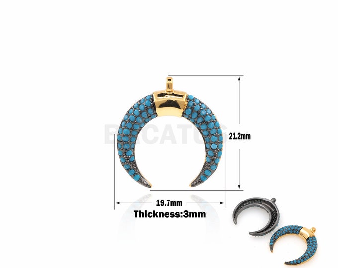 1PCS CZ Moon Pendant, Crescent Necklace, Moon Charm, Moon Jewelry, Suitable For Jewelry Making Supplies 21.2x19.7x3mm