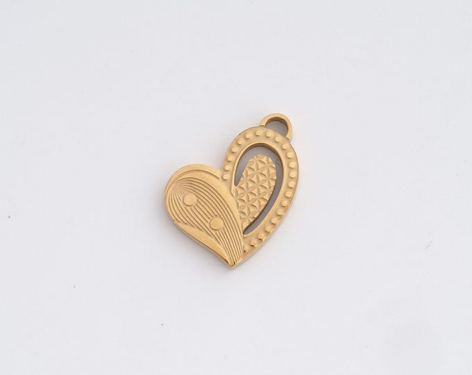 Stainless Steel Heart Pendant,Love Charms,Heart Charm Bracelet Necklace for DIY Jewelry Making Supply,16x11.4x1.6mm