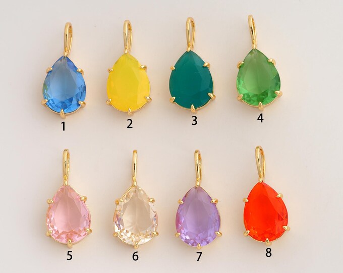 18K Gold Filled Water Drop Gemstone Charm,Dainty Gemstone Pendant,Tear Drop Pendant ,DIY Jewelry Supplies,28x12.6x7.6mm