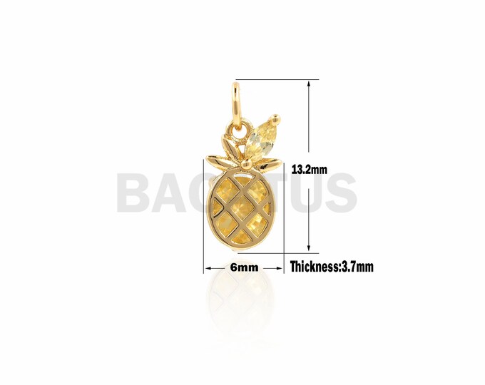 1PCS CZ Pineapple Pendant, Fruit Charm, Pineapple Necklace, Fruit Pendant, Suitable For Jewelry Making 13.2×6×3.7mm