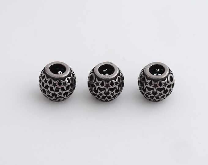 1 pcs Stainless Steel Retro Ball Spacer Beads,Silver Round Beads,Ball Beads DIY Bracelet Necklace Earrings Jewelry Making,9.6x8.8mm